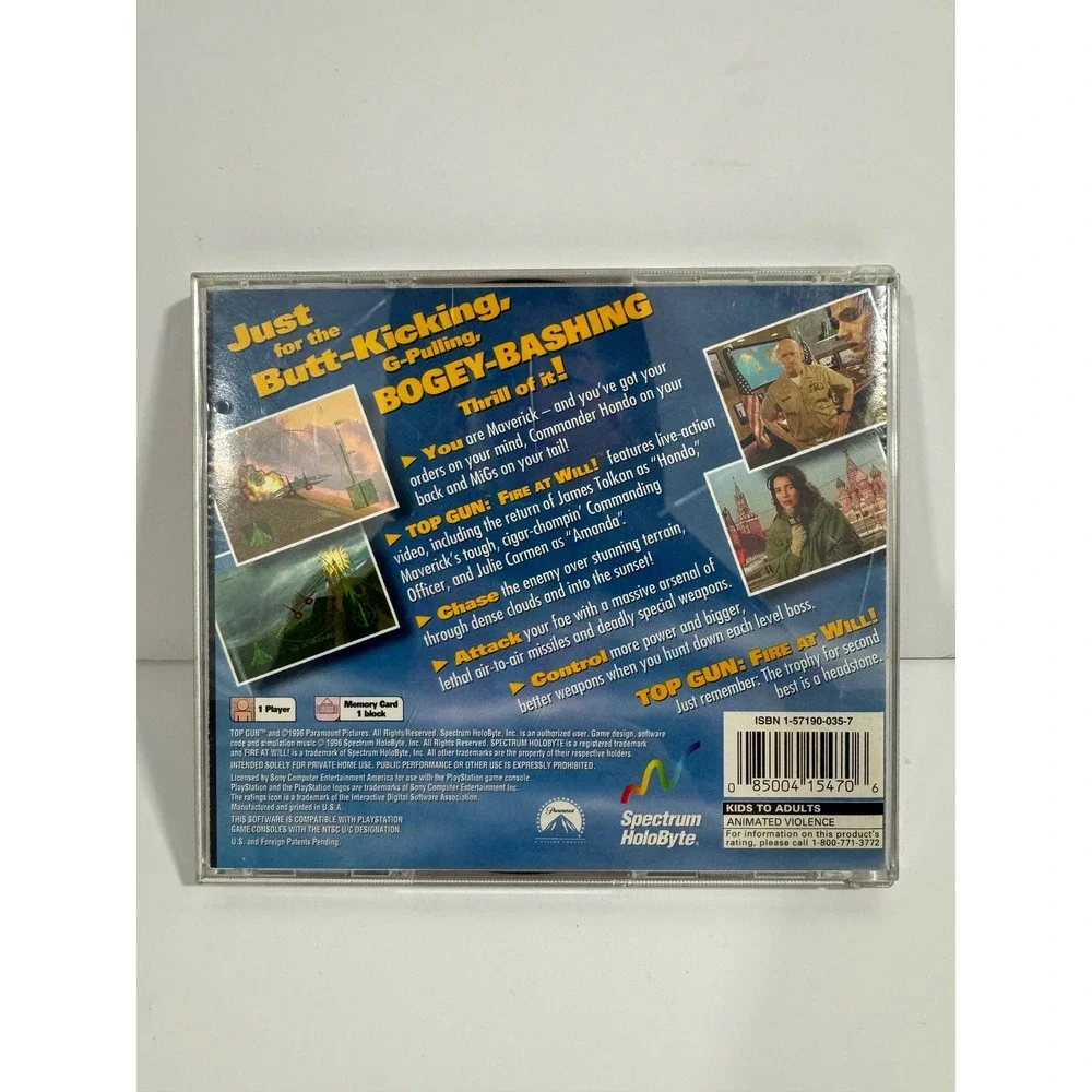 Spectrum HoloByte Top Gun Fire At Will PS1 NTSC Good Flight Sim SLUS-00032